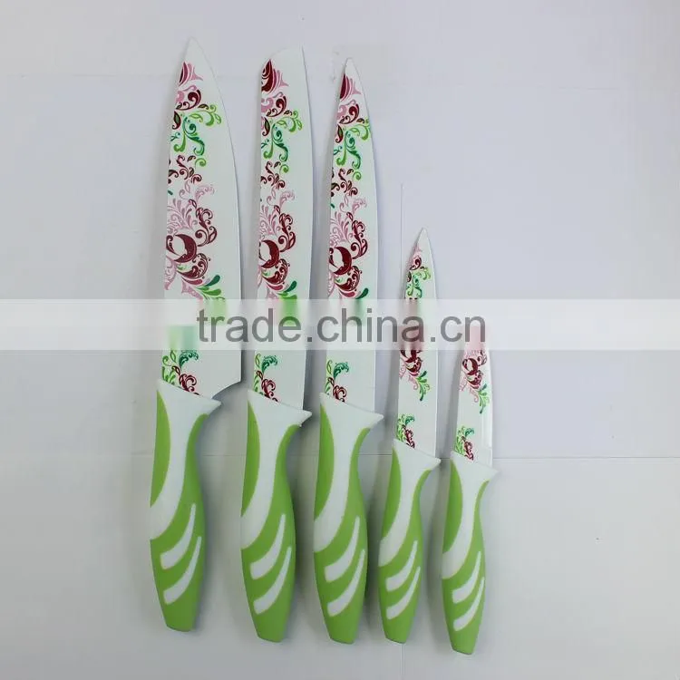 Beautiful printing flower kitchen knives sets