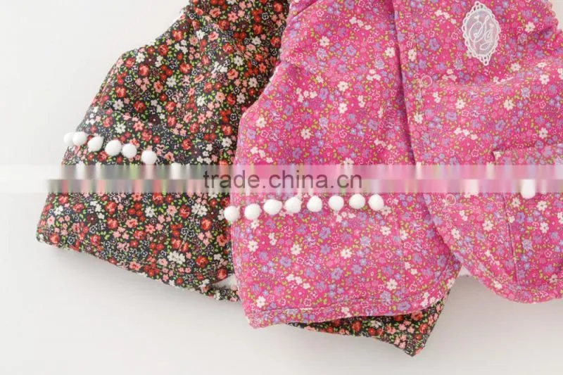 Japanese wholesale products high quality flower pattern baby winter cute toddler vest children clothing kids wear infant clothes