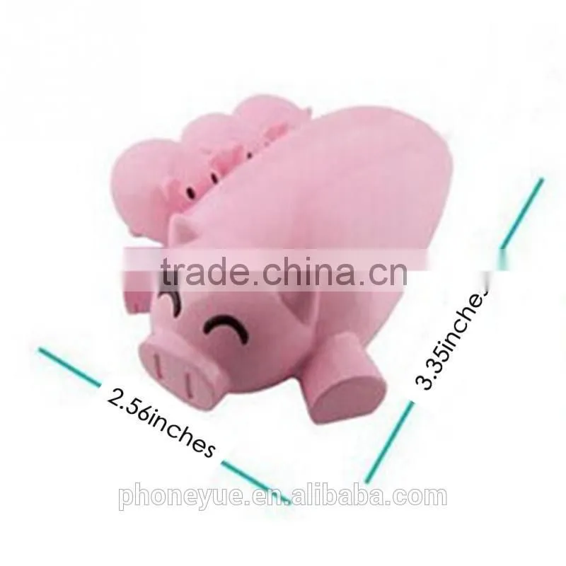 latest design usb 2.0 cut cartoon pig 3 port usb hub with card reader