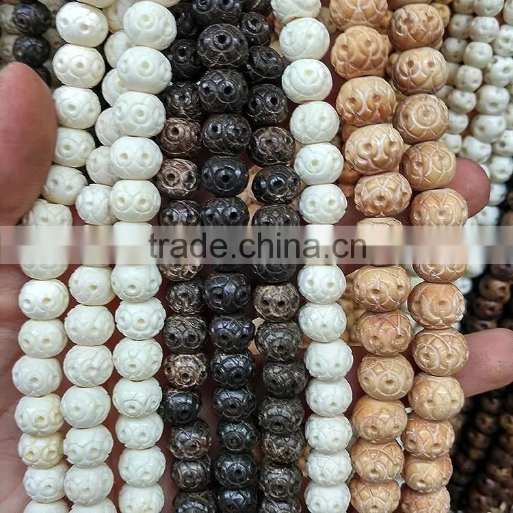 OB030 For bracelets or necklace carved chunky bone beads