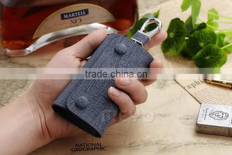 Creative canvas leather key organizer wallet for business