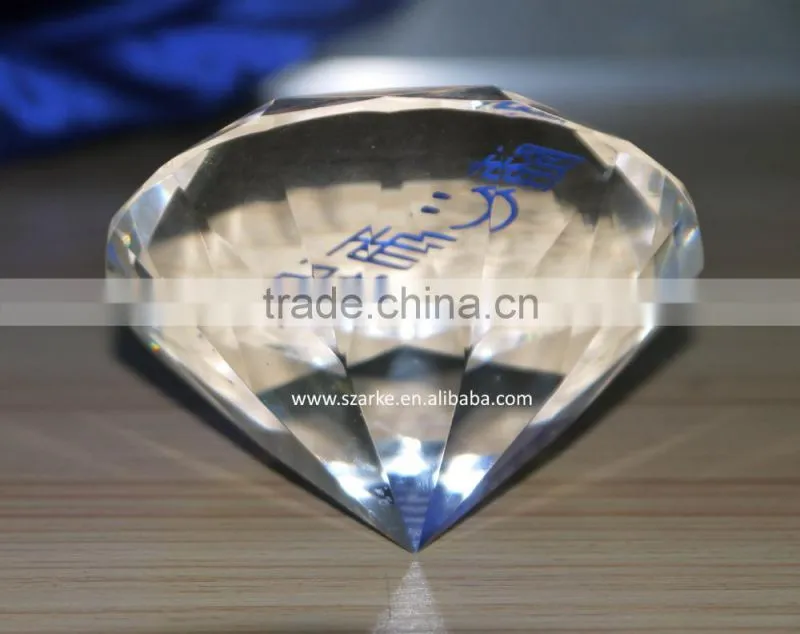 wholesale crystal diamond paper weight with printed logo,acrylic diamond shape paperweight,crystal decoration