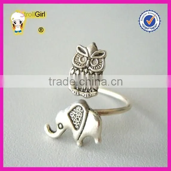925 italian silver ring owl and elephant animal ring cheap animal rings