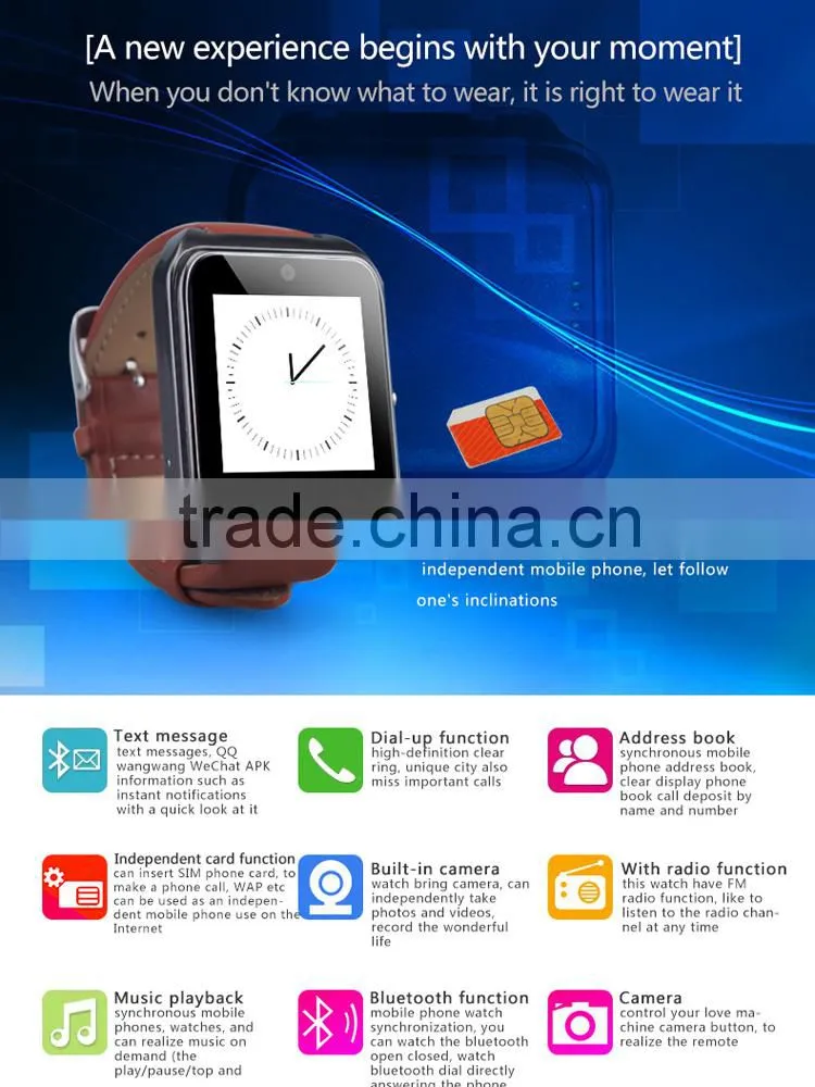 Quad band GSM GPRS smart phone watch with 1.3MP HD camera