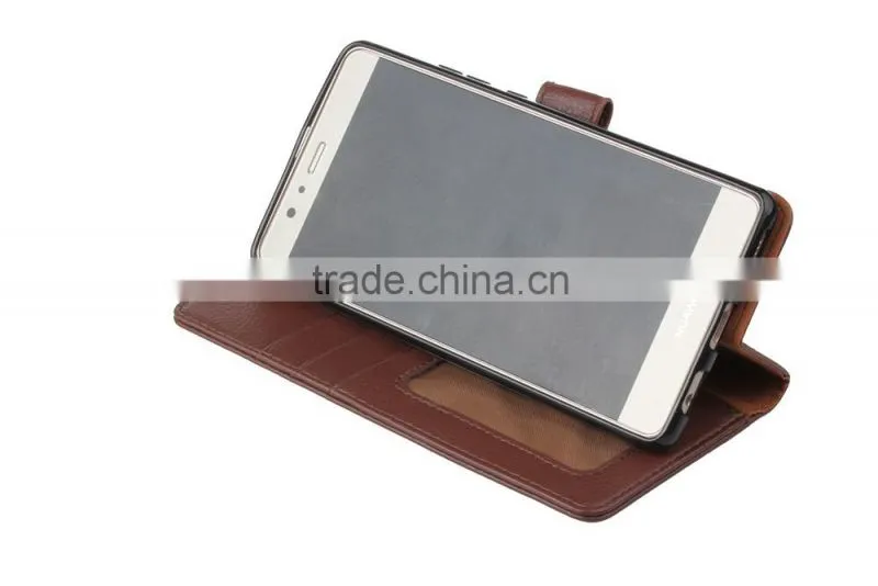 Original with card slot MMT Litchi Grain wallet leather flip case for Huawei P9 plus photo frame holder leather PU case