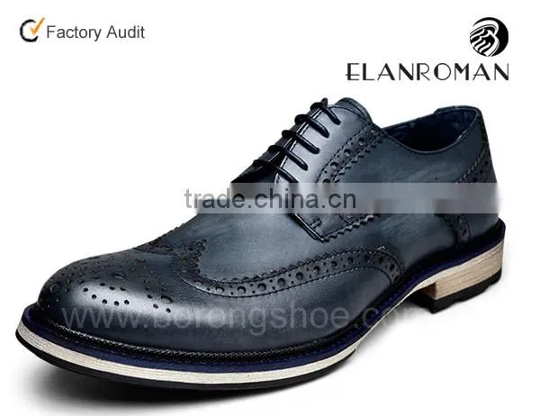 Brogue style leather dress formal shoes for men shoes wingtip shoes in china