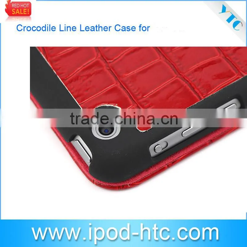 2014 Fashion crocodile design leather protective case , Flip Stand PU Leather Case Crocodile Cover