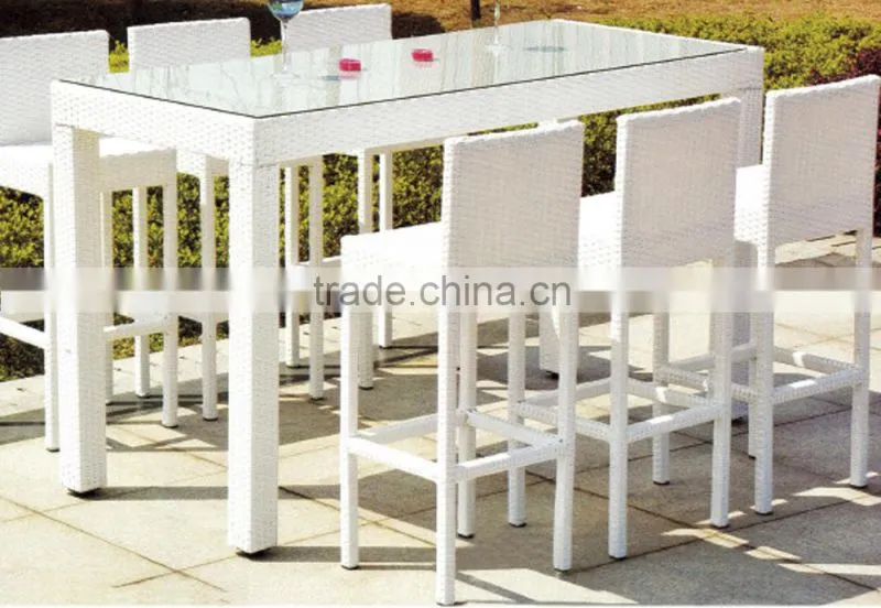 Outdoor Patio Plastic Resin Rattan Weaving Wicker High Back Bar Chairs