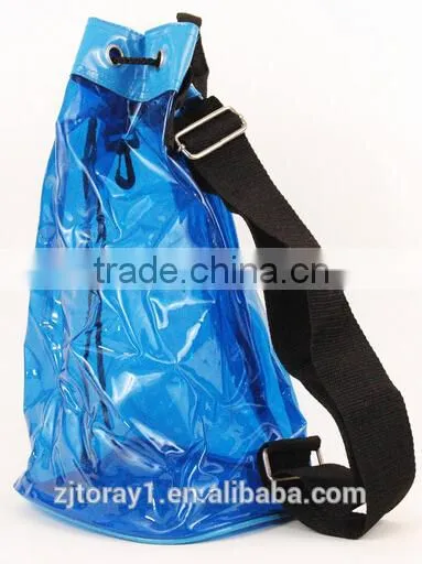 Blue Clear PVC Drawstring Bag PVC Promotional Bag