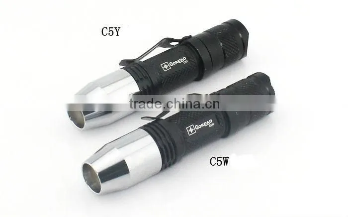 Goread C5W black Q5 stainless steel Jade identification pen clip white led torch light
