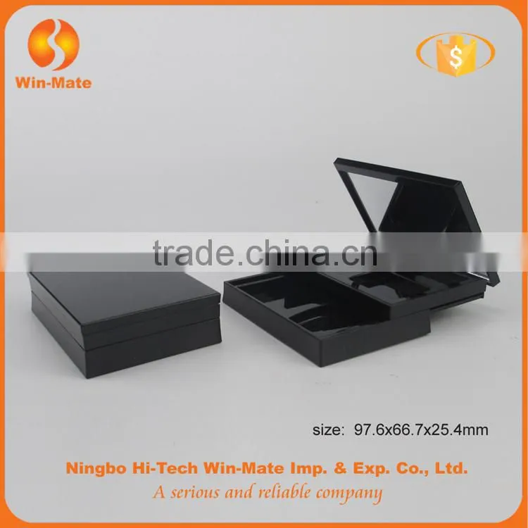 Factory promotion! 2 layer foldable 5 color black large Eyeshadow Palette box with mirror