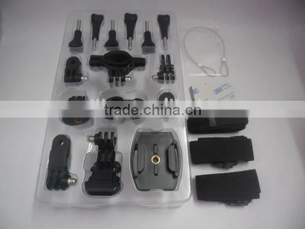 2014 Most Popular SJ4000 Sport Camera Full set Mounts Accessory Bicycle Scooter Helmet Mount Holder Sports DV Fitting for SJ4000