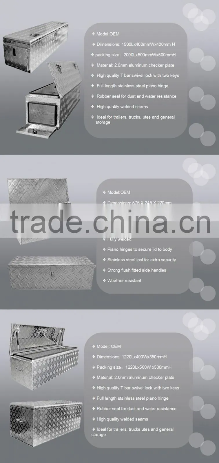 2015 waterproof truck tool box with cam lock