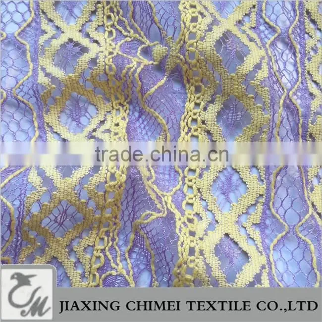 yellow &purple lace fabric