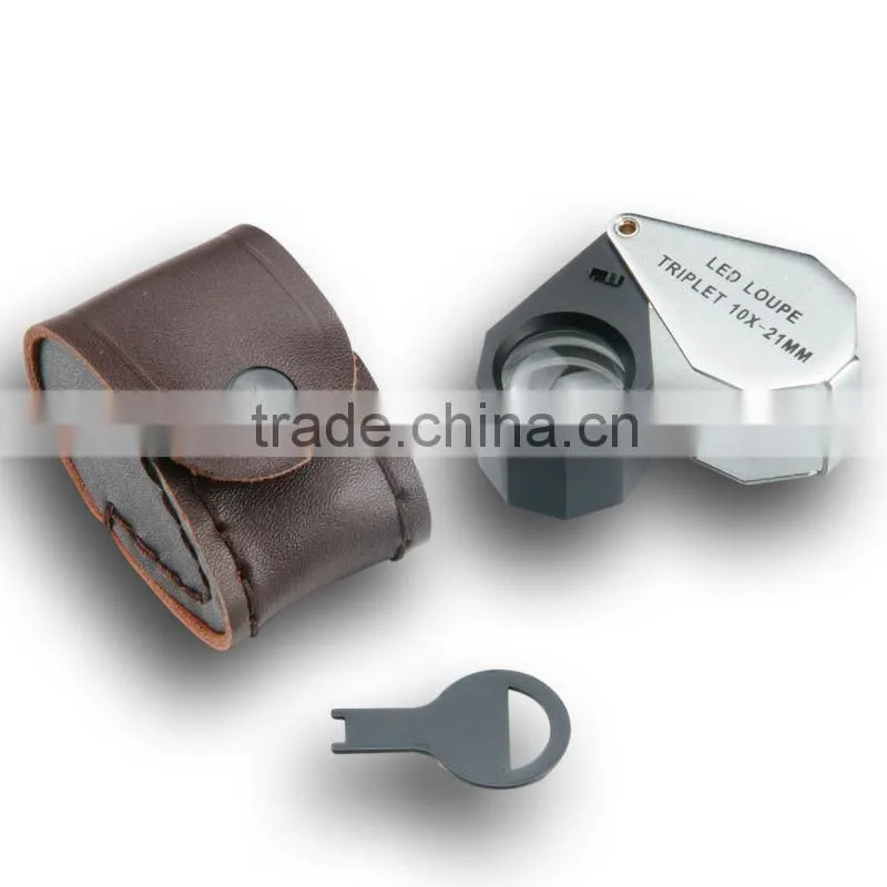 10x Magnification Triplet Lens with 6 Built-in LED Light 21mm Jeweler Loupe