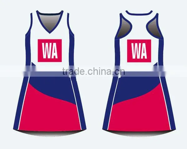 popular cheap wholesale full sublimation printing team netball dress