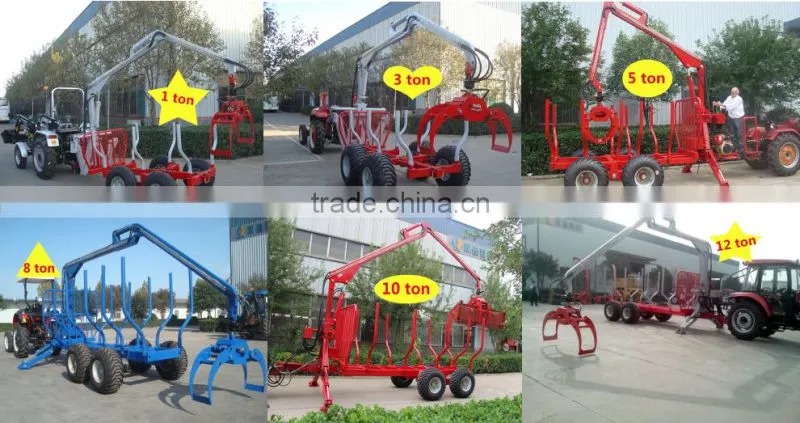 Hot sale in America!! ATV/ Tractor tow log trailer with crane diesel/gasoline engine
