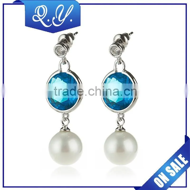 Hot wholesale ear piercing jewelry double pearl earrings ear studs