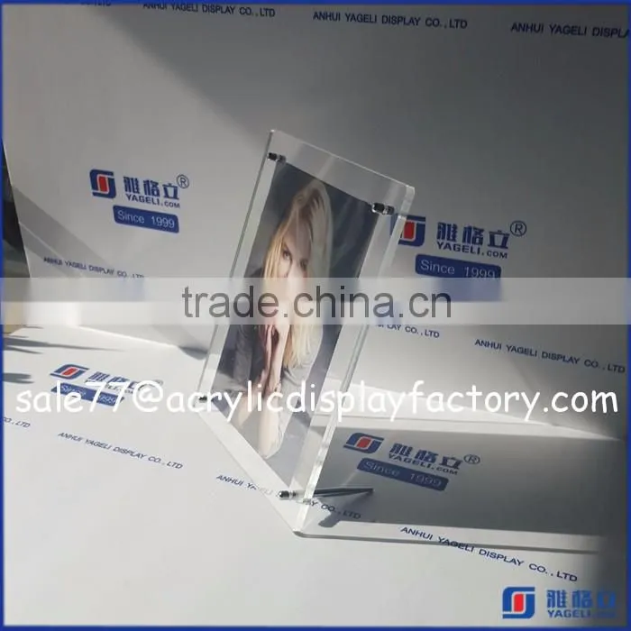 Yageli Factory High Clear Two Side Large Acrylic Cube Photo Frame 2016