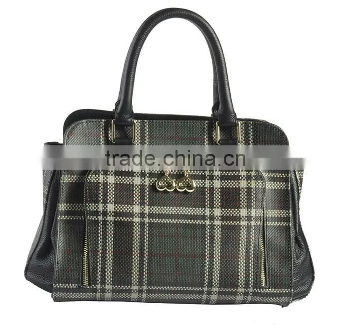 New Fashion! Leisure Lady Plaid Leather Handbag 2012! Fashionable!