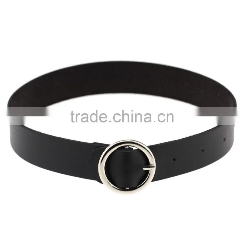 Punk Round Chain Goth Choker Harajuku Vintage PU Leather Neck Collar Maxi Necklaces Jewelry