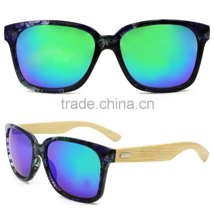 Plastic classic sunglasses wooden arms trendy glasses