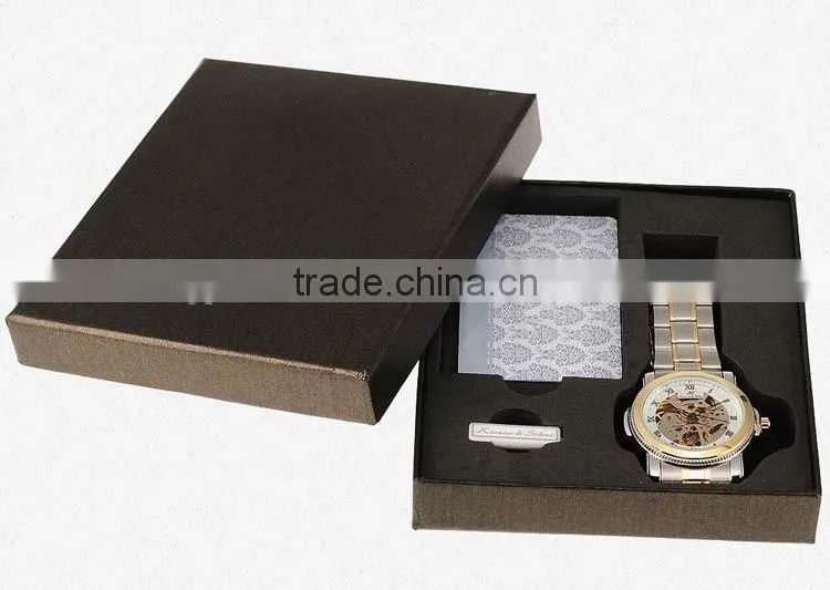 Golden Bezel White Dial Men Automatic Skeleton Mechanical Watch