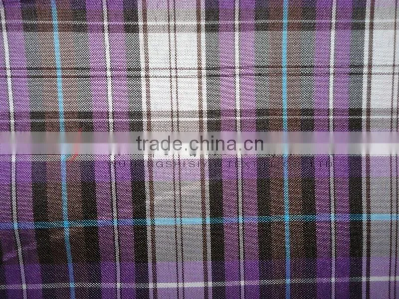 polyester purple check and plaid yarn dyed fabric