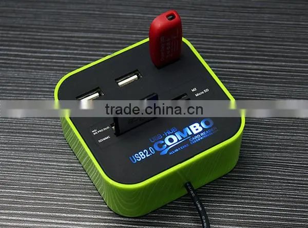 Card Reader 3 Ports 2.0 USB Charger Hub for Laptop