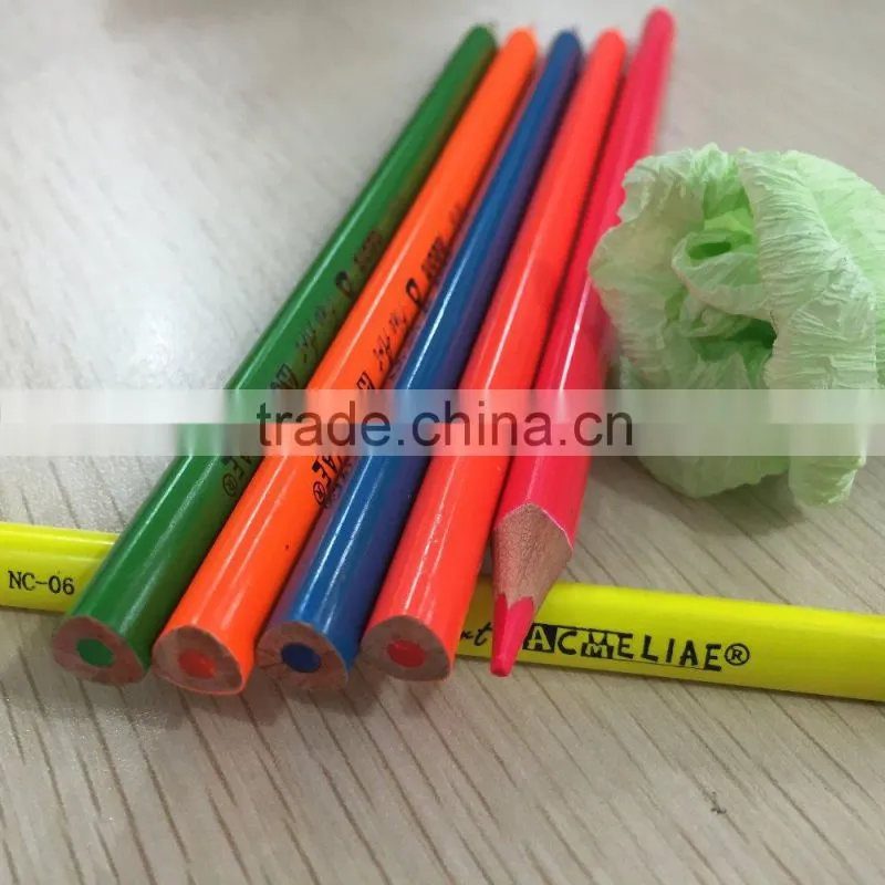7" standard size triangular shape soft wood high quality 3.0mm neon colored pencil