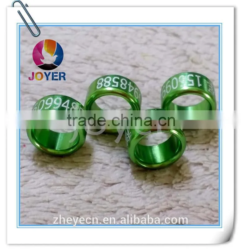 2015 aluminum pigeon birds ring 2mm-22mm available custom with your name and phone lovebird canary birds ring band