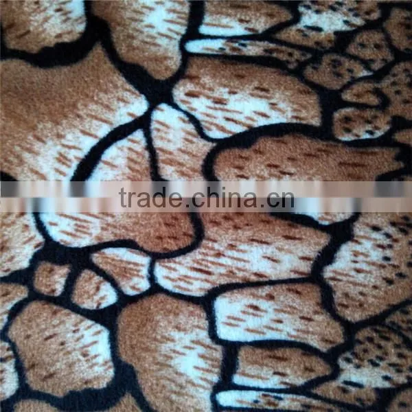 White Black and Brown Color Printed Velboa Fabric