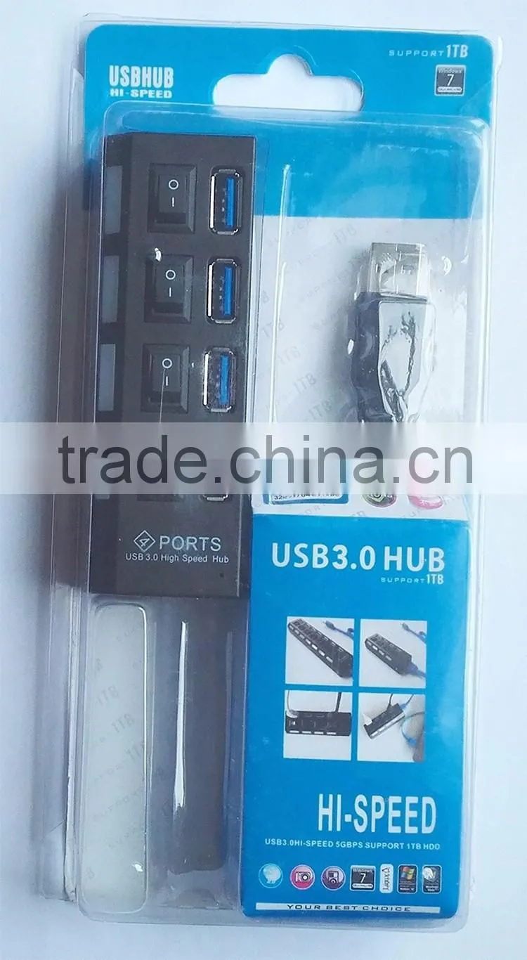 Wholesale High Speed Mini 4 Ports USB 3.0 Hub USB Port For Laptop PC Computer Laptop Peripherals Accessories Free Drop Shipping