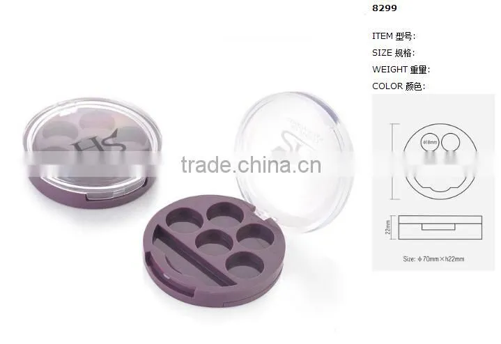 Wholesale Round Plastic 5 Color Empty Eyeshadow Palette Case