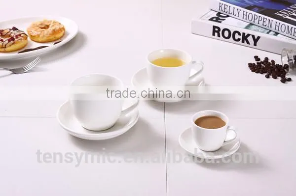 Fancy white porcelain sublimation coffee cup with saucer