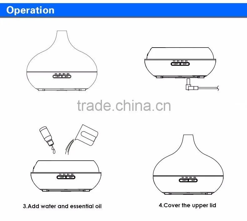 2016 Newest Model Fashion Simple Wood Grain 300 ml Aroma Diffuser Aromatherapy