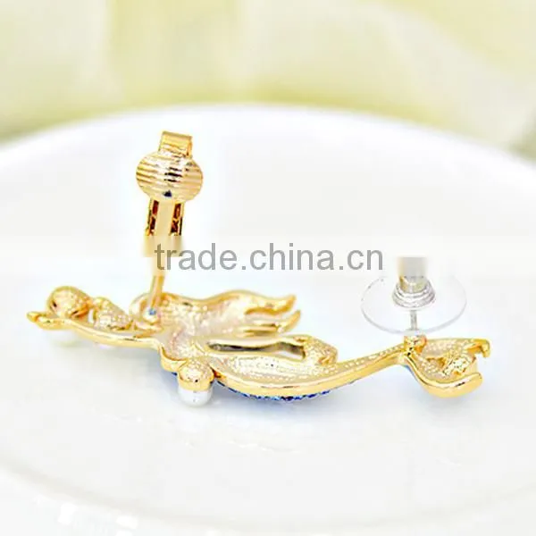 bow ribbon pattern pearl upper cuff ear wrap earrings