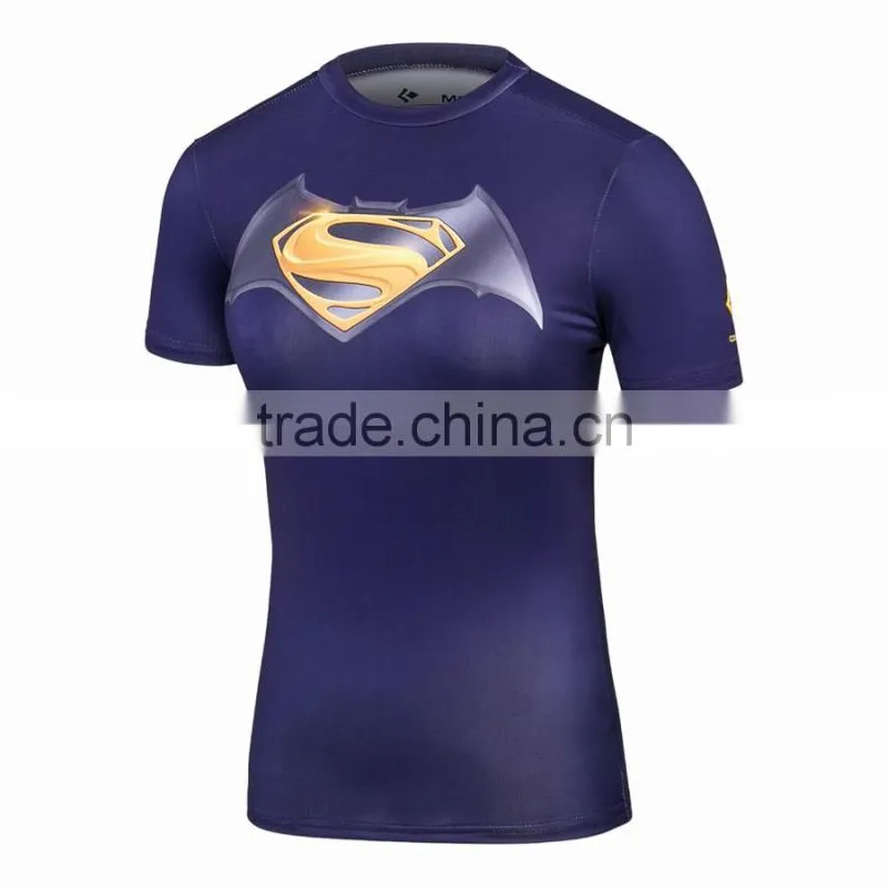 Marvel Superheroes Girls Compression Fitness Shirt Workout Gym Clothing for Women Wholesale Guangzhou Shirt Female Tops