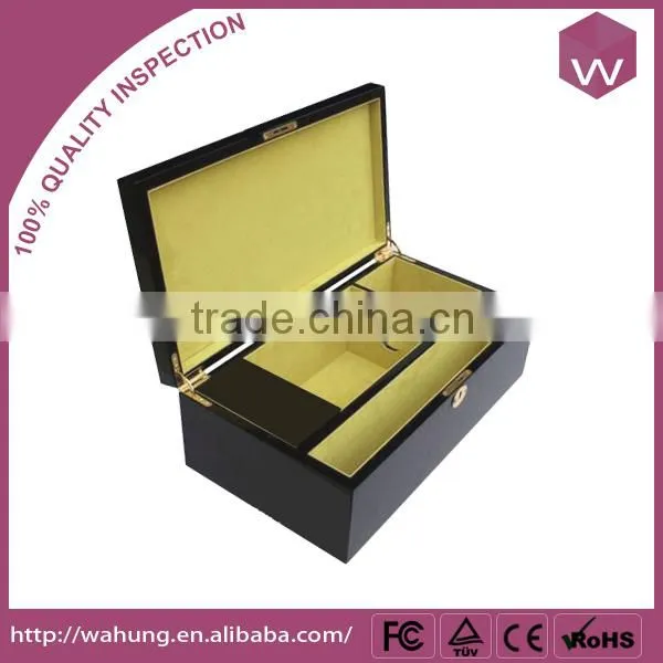 Luxurious Direct Sale Black Wooden Packaging Wine Box Wholesale Price