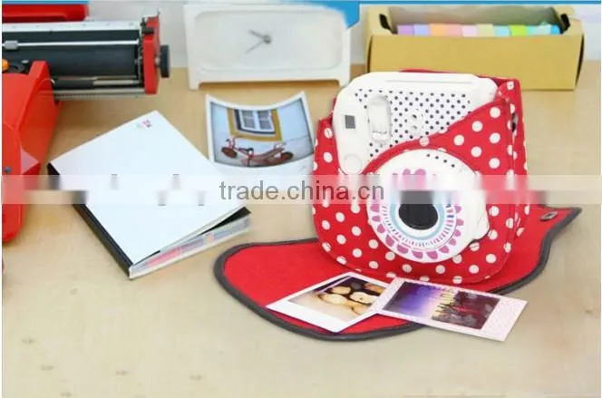 Fujifilm Instax mini8 Camera Protect Case Bag White dot(Red)