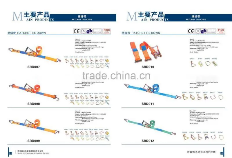 Cargo Lashing belt/ratchet tie down /lashing strap /ratchet strap