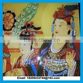 Double laminated PVB glass, with silk cloth laminated for decoration wall, furtiniture