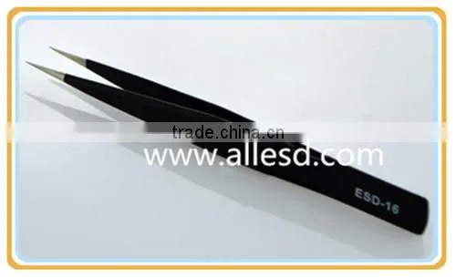 ESD Series Black Anti-static Stainless Steel Tweezers