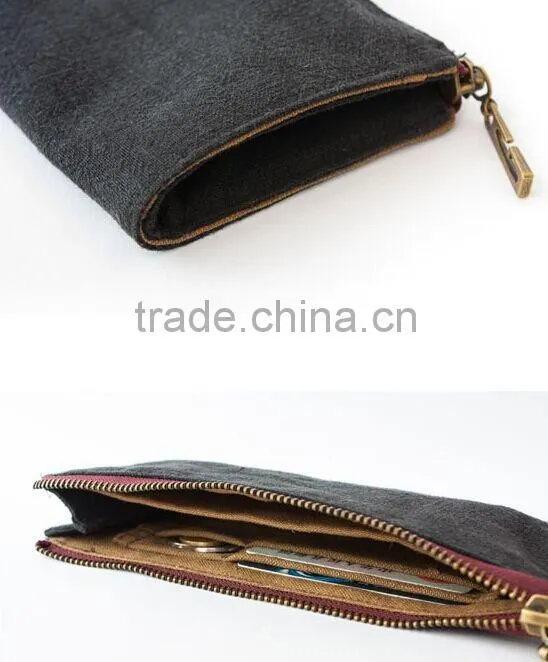 BA-1227 Men Cotton and Linen custom Logo Card Cash Fashion Wallet Cheap Wallet