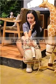 Folk women backpack fashionable canvas bags
