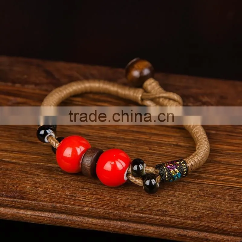green porcelain beads bracelet with adjustablt length