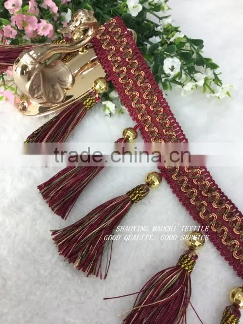wholesale tassel fringes with two different colors for Home Textile Accessory