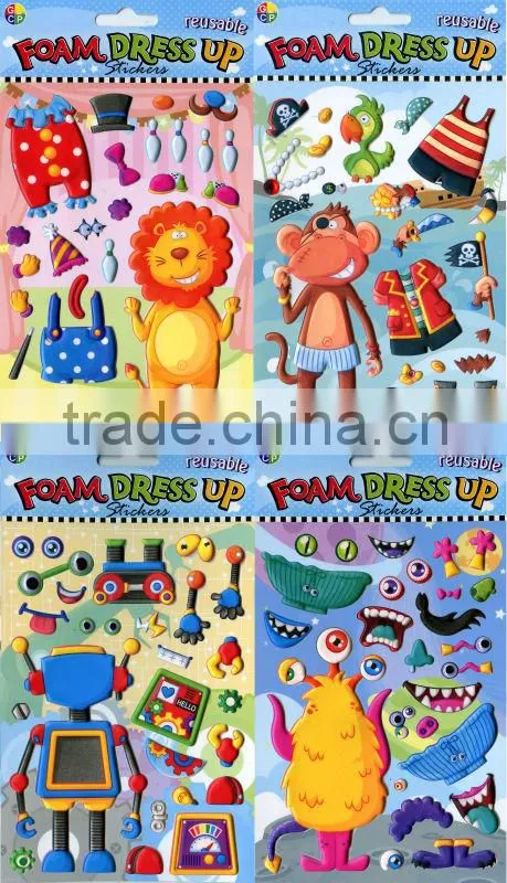 Good DIY girl dress stickers , DIY/3D EVA dress up sticker