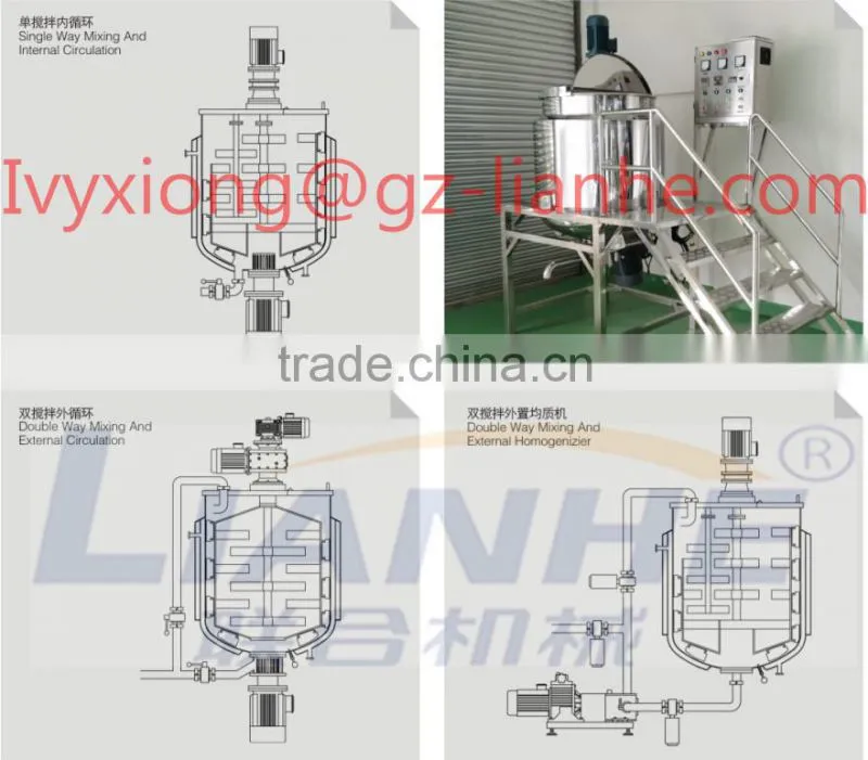 Guangzhou 100L Shampo Mixer,Liquid /shampoo making equipment manufacture