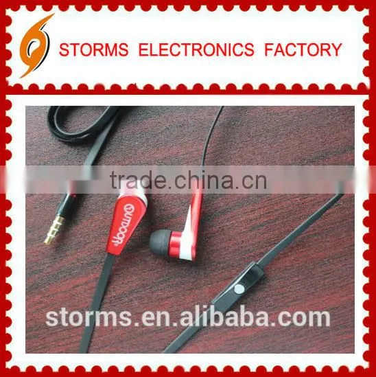 Tangle free flat cable earbud &earphone with mic for Samsung